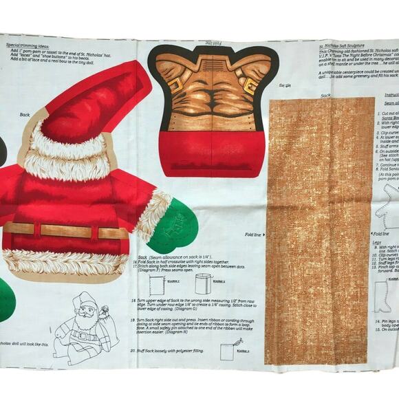 SANTA CLAUS Plush Doll Fabric Pattern  Soft Sculpture Cut & Sew Craft  Christmas - Picture 2 of 7